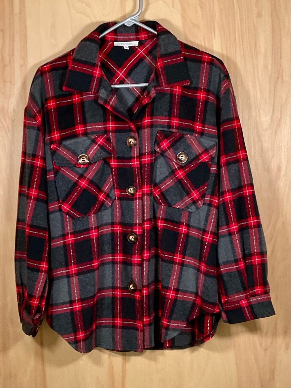 Veveret Plaid Button Down Flannel Shacket - Like New